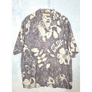 TOMMY BAHAMA MENS 100% SILK BUTTON DOWN CAMP SHIRT XL ALOHA HAWAIIAN FLORAL EUC